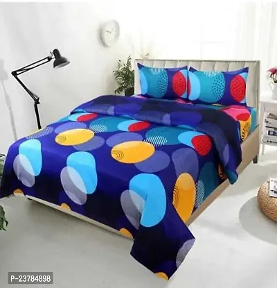 Fancy Polycotton Printed Bedsheet with 2 Pillow Covers-thumb0