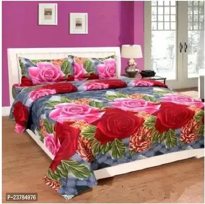 Fancy Polycotton Printed Bedsheet with 2 Pillow Covers-thumb0