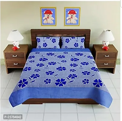 Fancy Polycotton Printed Bedsheet with 2 Pillow Covers-thumb0