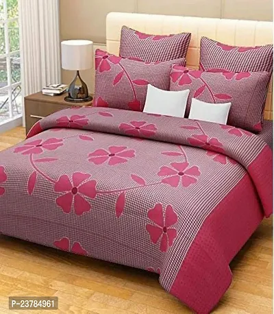 Fancy Polycotton Printed Bedsheet with 2 Pillow Covers-thumb0