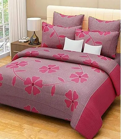 Vaastu Furnishings 144 TC Polycotton 3D Printed Double Bedsheet with 2 Pillow Covers (Multicolour, Size 87 x 87 Inch)