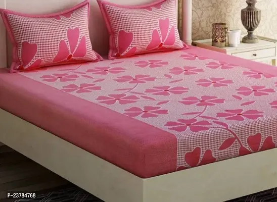 Fancy Polycotton Printed Bedsheet with 2 Pillow Covers-thumb0