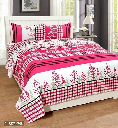 Fancy Polycotton Printed Bedsheet with 2 Pillow Covers-thumb0