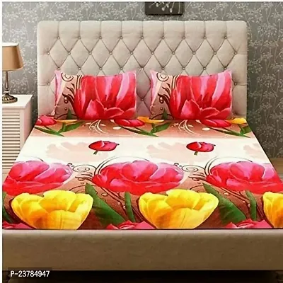 Fancy Polycotton Printed Bedsheet with 2 Pillow Covers-thumb0