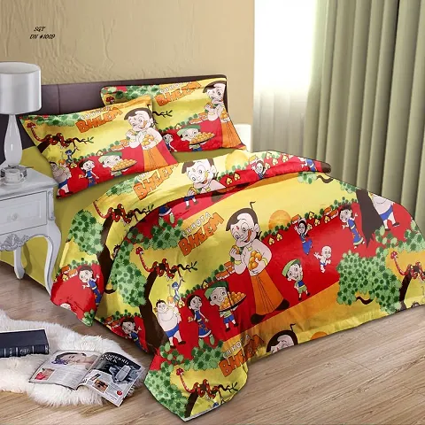 Printed Double Bedsheet with 2 Pillow Cover