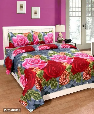 Fancy Polycotton Printed Bedsheet with 2 Pillow Covers-thumb0