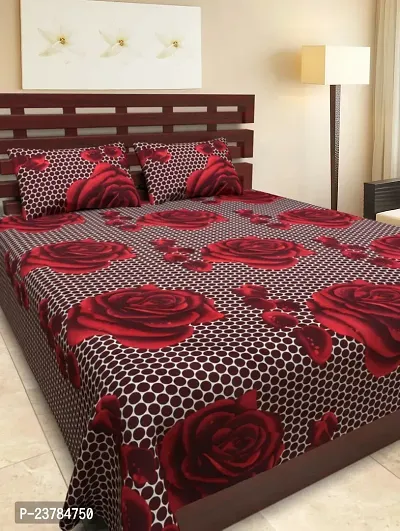 Fancy Polycotton Printed Bedsheet with 2 Pillow Covers-thumb0