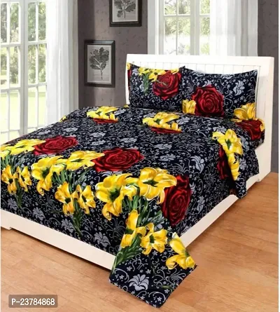 Fancy Polycotton Printed Bedsheet with 2 Pillow Covers-thumb0