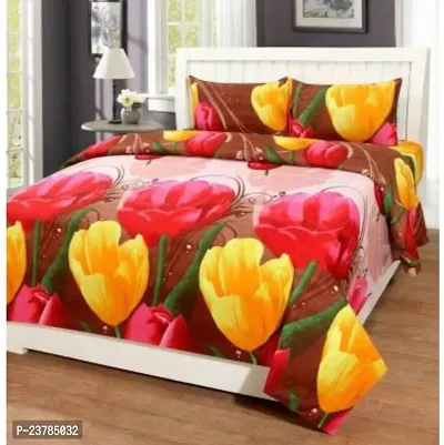 Fancy Polycotton Printed Bedsheet with 2 Pillow Covers-thumb0