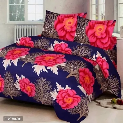 Fancy Polycotton Printed Bedsheet with 2 Pillow Covers-thumb0