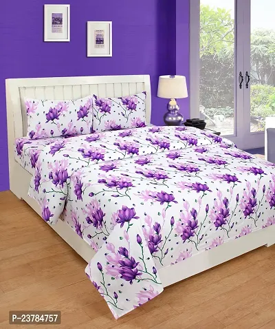 Fancy Polycotton Printed Bedsheet with 2 Pillow Covers-thumb0