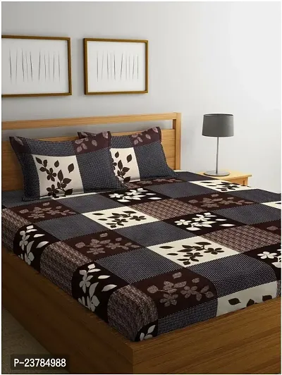 Fancy Polycotton Printed Bedsheet with 2 Pillow Covers-thumb0