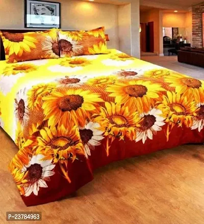 Fancy Polycotton Printed Bedsheet with 2 Pillow Covers-thumb0