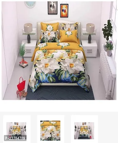 Fancy Polycotton Printed Bedsheet with 2 Pillow Covers-thumb0