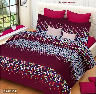 Fancy Polycotton Printed Bedsheet with 2 Pillow Covers-thumb0