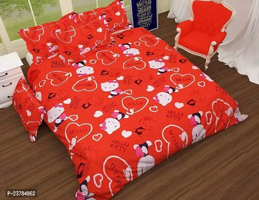 Fancy Polycotton Printed Bedsheet with 2 Pillow Covers-thumb0