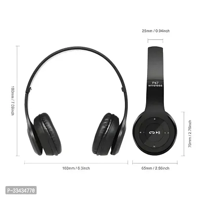 Wireless Headphones Bluetooth 5.0 Over Ear Headphones Foldable Headset with Built-in Mic Lightweight Headset with Memory Card Support Black-thumb2