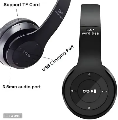 P47 Gaming Bluetooth Over Ear Wireless Headphones with Mic (Black)-thumb2