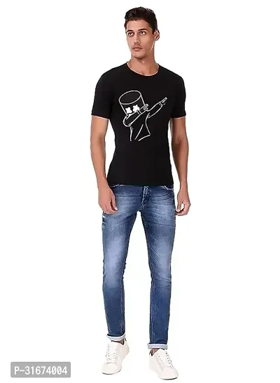 Stylish Black Polyester Blend Printed T-Shirt For Men-thumb0