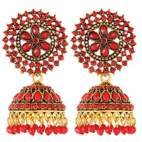 Red Brass Traditional Jhumka Earrings for Girls and Women-thumb2