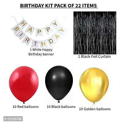 Happy Birthday Decoration Kit Combo - 22pcs Metallic balloons with Birthday Bunting-thumb2