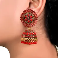 Red Brass Traditional Jhumka Earrings for Girls and Women-thumb1