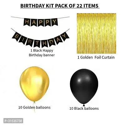 Happy Birthday Decoration Kit Combo - 22pcs Metallic balloons with Birthday-thumb2