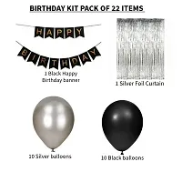 Happy Birthday Decoration Kit Combo - 22pcs Metallic balloons with Birthday Bunting with Slver Foil Curtain-thumb1