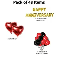 Happy Anniversary Decoration Kit For Home Items Black Red Combo Balloons -  48 Pcs-thumb1