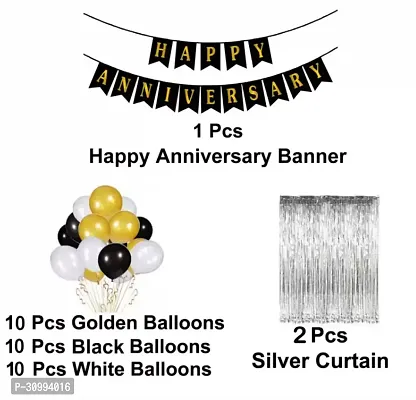 Happy Annversary Silver and Golden Combo Pack Decoration Kit For Love Ones-thumb2