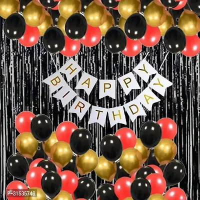 Happy Birthday Decoration Kit Combo - 22pcs Metallic balloons with Birthday Bunting