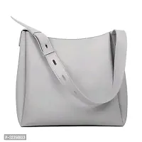 Stylish Grey PU Solid Handbags For Women-thumb1