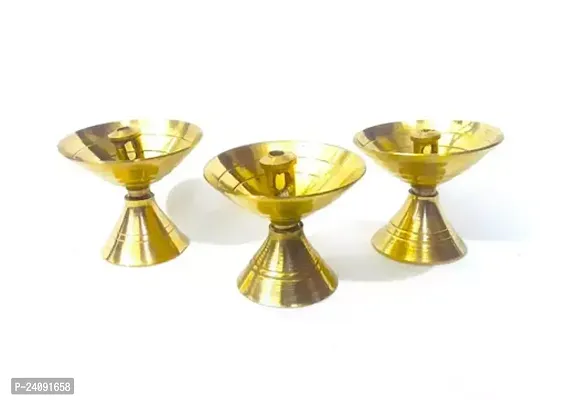 Brass Golden Puja Diyas- Pack Of 3-thumb0