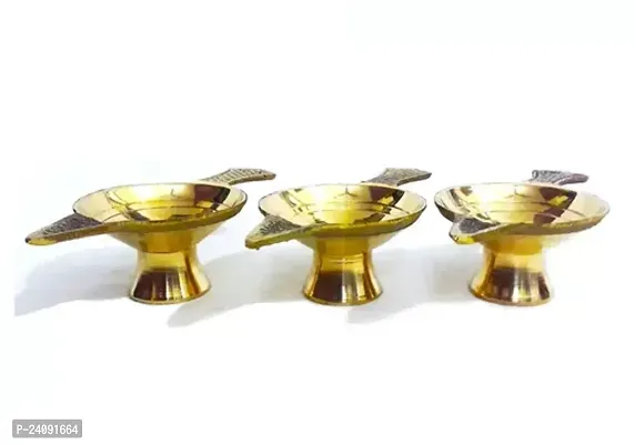 Golden Brass Puja Diya Wonderful Diyas- Pack Of 3-thumb0