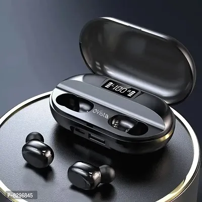 Shivaay Trading Co.T2 TWS 5.0 Wireless Bluetooth Earbuds with 1500mah Power Bank and Led Display for Men and Women Color - Black-thumb0