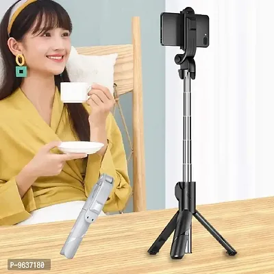 Trading Selfie Stick with Detachable Wireless Remote, 3 in 1 Function Sturdy Tripod Stand and Mobile Stand Bluetooth Selfie Stick-thumb0