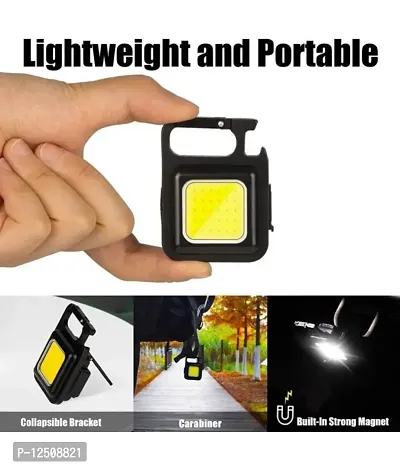 MCSMI COB Small Rechargeable Keychain Mini Flashlight Portable Folding Bracket Bottle Opener and Magnet Base for Travelling Use-thumb3