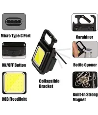 Stonx COB Small Rechargeable Keychain Mini Flashlight Portable Folding Bracket Bottle Opener and Magnet Base for Travelling Use-thumb4