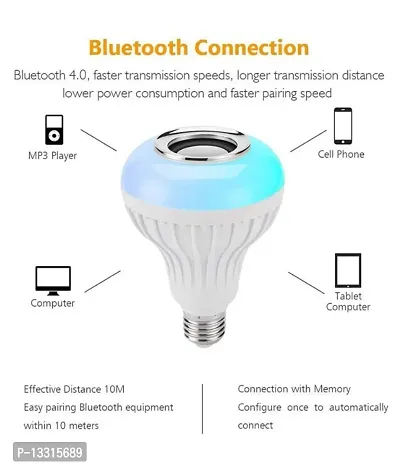 MCSMI Music Light Bulb With Bluetooth Speaker, 7W, B22 RGB Self Changing Color Lamp Built-In Audio Speaker-Pack of 1-thumb2