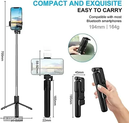 STONX R1s Bluetooth Selfie Sticks with Remote and Selfie Light, 3-in-1 Multifunctional Selfie Stick Tripod Stand Mobile Stand Compatible-thumb0