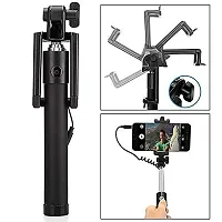 Stonx Compact Wired Monopod Extendable Selfie Stick With Aux Wire Built In Remote Pocket Size Selfie Stick For All Phones Only Selfie Stick Multicolor-thumb4