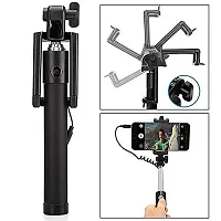 STONX Compact Wired Monopod Extendable Selfie Stick with AUX Wire Built-in Remote Pocket Size Selfie Stick for All Phones (Only Selfie Stick) - Multicolor-thumb2