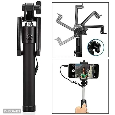 STONX Compact Wired Monopod Extendable Selfie Stick with AUX Wire Built-in Remote Pocket Size Selfie Stick for All Phones (Only Selfie Stick) - Multicolor-thumb3