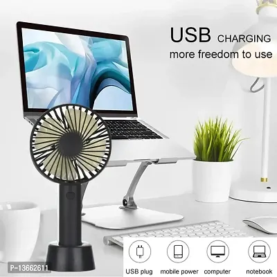 STONX Mini Portable USB Hand Fan, Usb Fan Portable High Speed Built-in Rechargeable Battery Operated Summer Cooling Table Fan with Stand For Home Office Indoor Outdoor Travel-thumb0