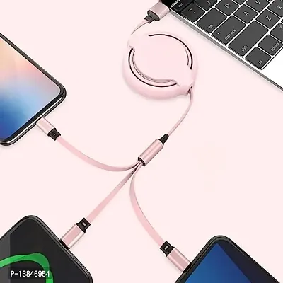 Mcsmi Multi Retractable 3.0A Fast Charger Cord, Charging Cable 4Ft/1.2m 3-in-1 USB Charge Cord Compatible with iPhone/Type C/Micro USB for All Android and iOS Smartphones.-thumb4