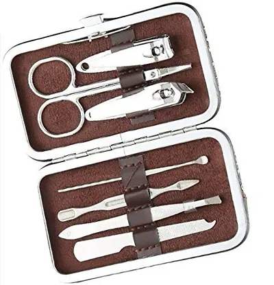 SVS ONLINE Professional Manicure Kit/Stainless Steel Grooming Set With Leather Case (7 In 1)