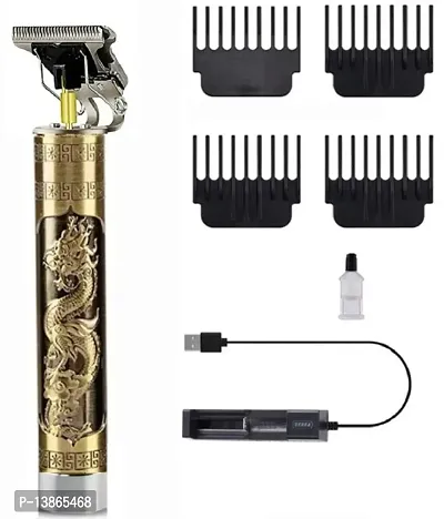 MCSMI Golden trimmer for men and women, Buddha dragon style T shape hair trimming zero gapped adjustable clipper, professional haircut and shave, metal body with cordless rechargeablle