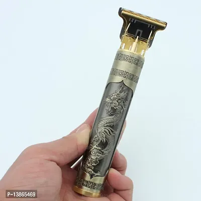 MCSMI Golden trimmer for men and women, Buddha dragon style T shape hair trimming zero gapped adjustable clipper, professional haircut and shave, metal body with cordless rechargeablle-thumb0