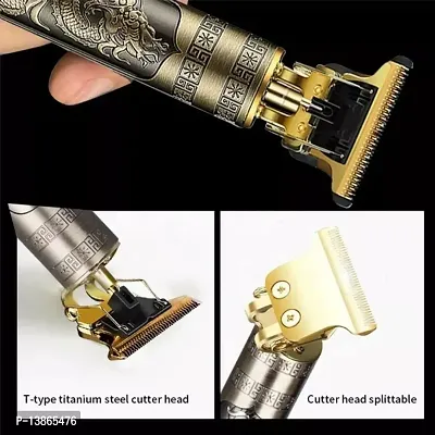 Mcsmi Golden trimmer for men and women, Buddha dragon style T shape hair trimming zero gapped adjustable clipper, professional haircut and shave, metal body with cordless rechargeablle