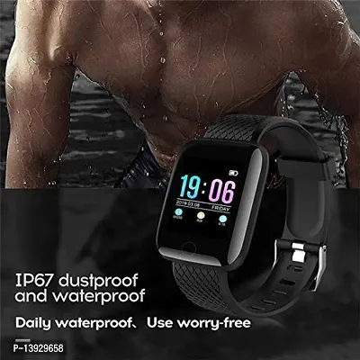 Stonx New Generation for You ID116 Touchscreen Android Smart Watch Bluetooth Smartwatch with Heart Rate Sensor and Basic Functionality for All Women, Men, Boys  Girls - Black-thumb0